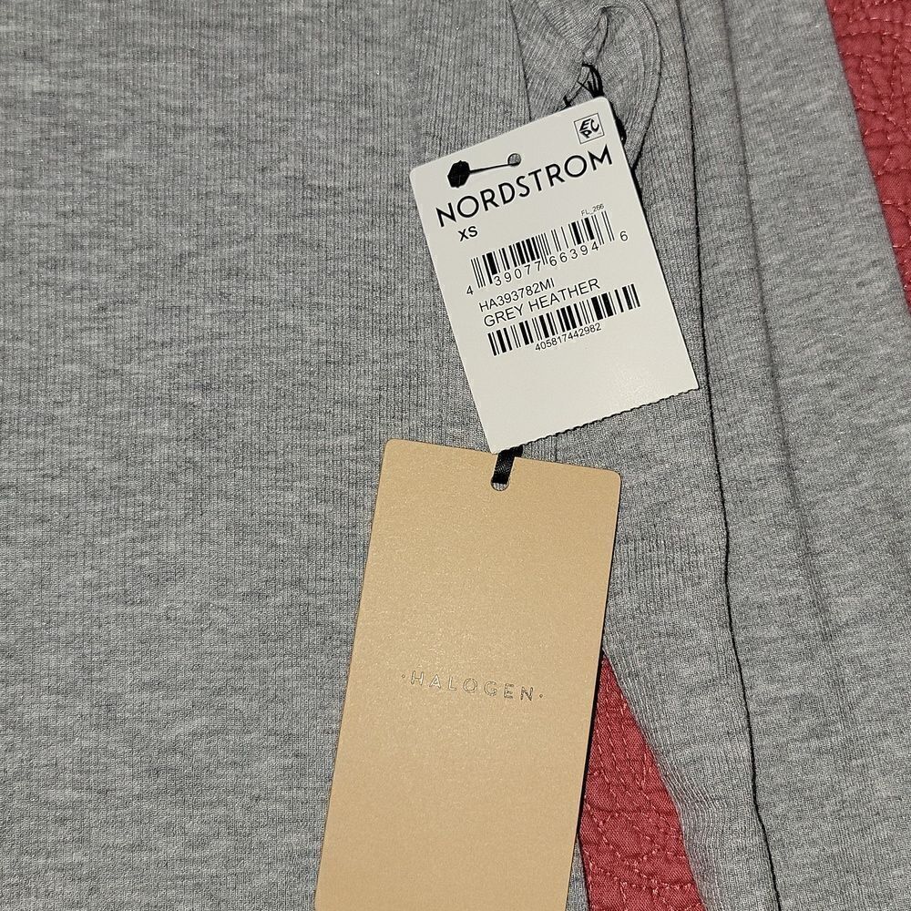 New Halogen Skivvy Fine Rib Crewneck Grey Heather Long Sleeve Knit Top Size XS - Picture 8 of 8
